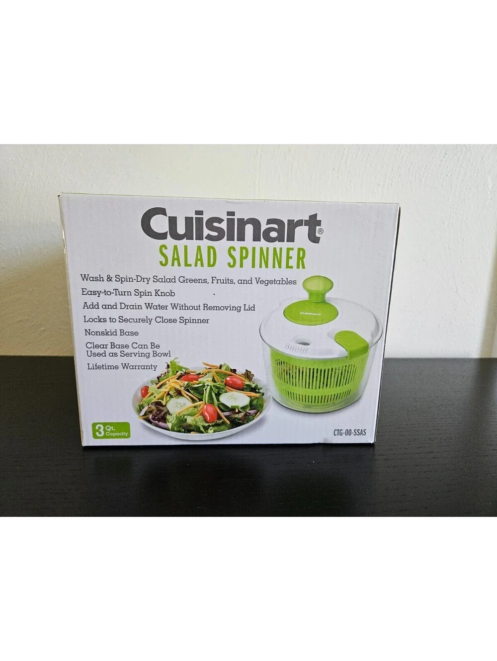Cuisinart Salad Spinner- Wash, Spin & Dry Salad Greens, Fruits & Vegetables, 3Qt